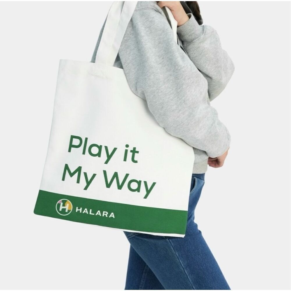 Halara That TikTok Brand Cream Green Play it My Way Tote Bag NEW